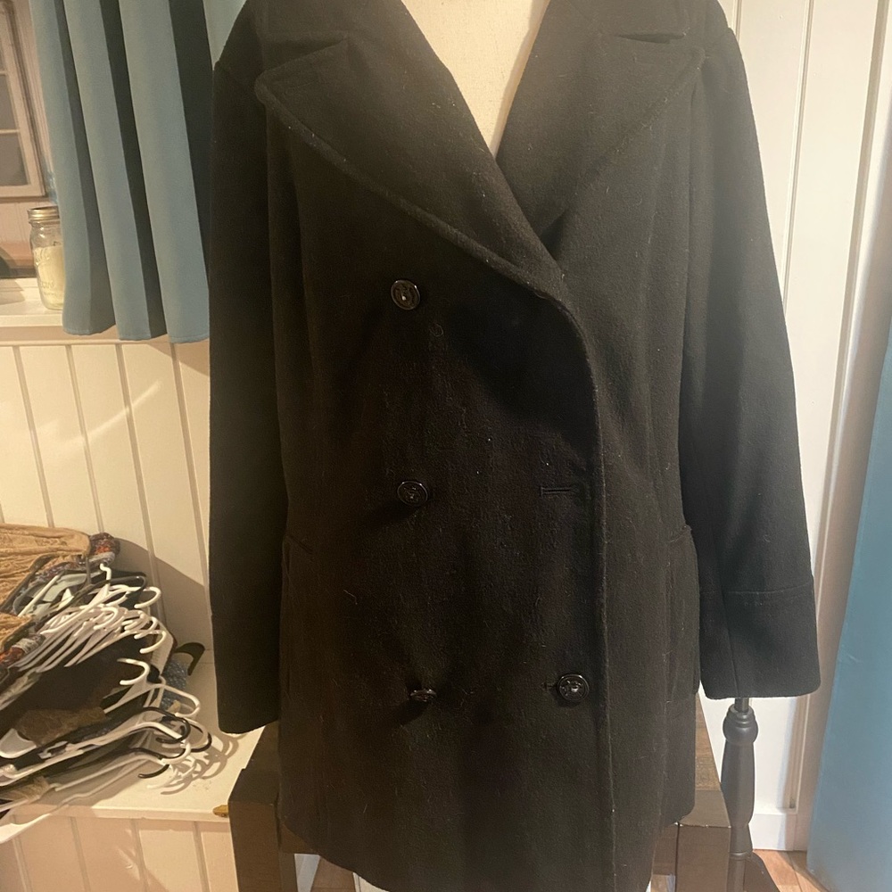 Women's Black Double-Breasted Coat
